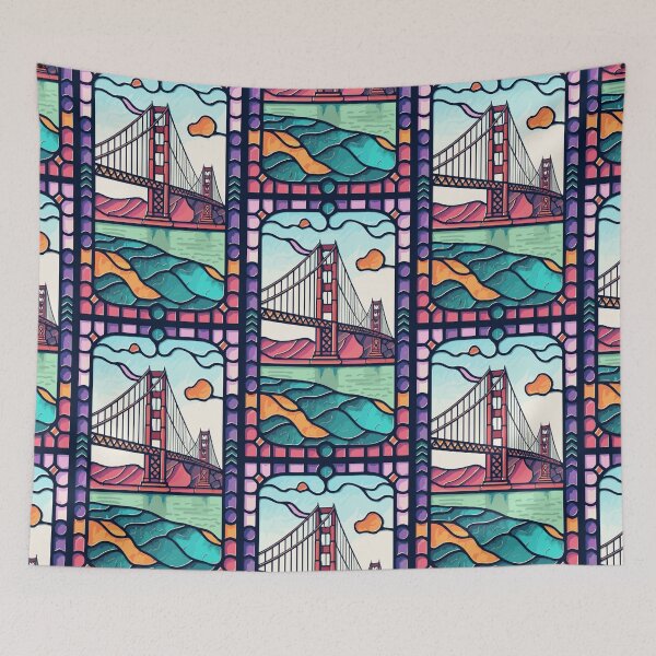 Item preview, stained glass golden gate bridge designed and sold by NebulaWhimsy.