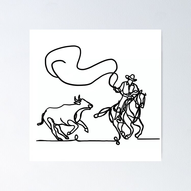Cowboy Line Art Sticker