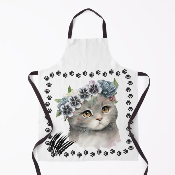 Item preview, Whimsical watercolor gray cat with floral crown in catpaw frame designed and sold by kozlebozle007.