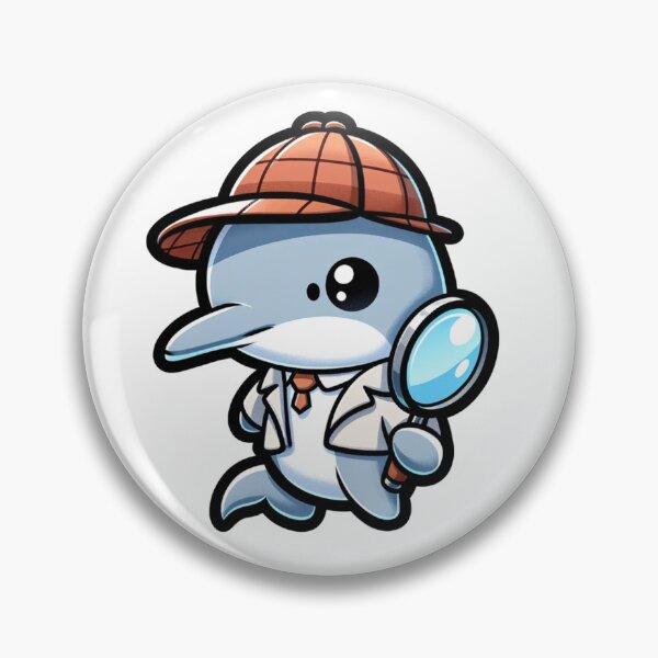 Item preview, dolphin detective, cute dolphin detective with a magnifying glass, solving mysteries, Dolphin sticker designed and sold by Netroder.