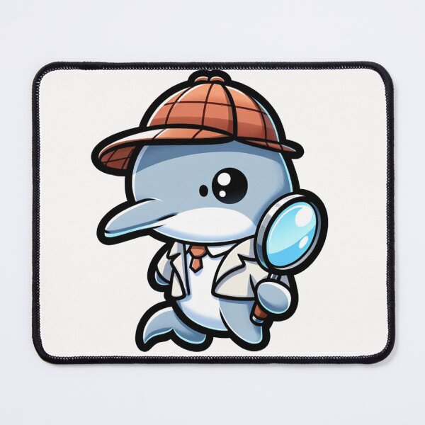 Item preview, dolphin detective, cute dolphin detective with a magnifying glass, solving mysteries, Dolphin sticker designed and sold by Netroder.