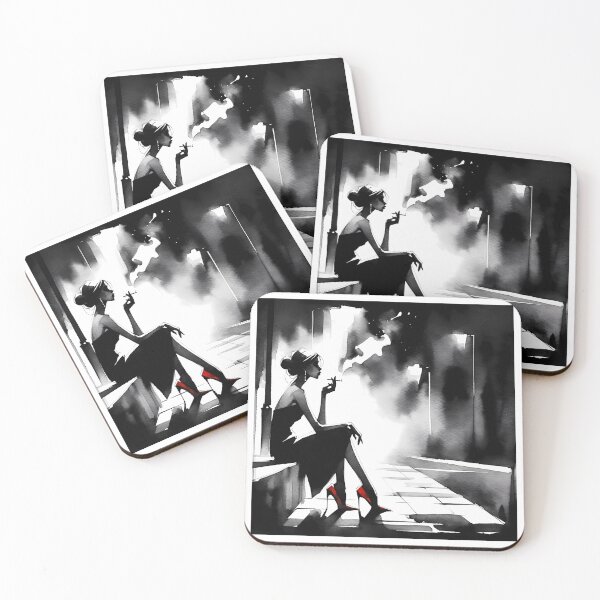 Item preview, Abstract watercolor  woman lonely at the street designed and sold by RaveeStudio.