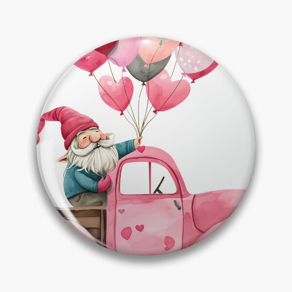 Item preview, Gnome holding bunch of air balloons on pink truck. designed and sold by Meennieartwork.
