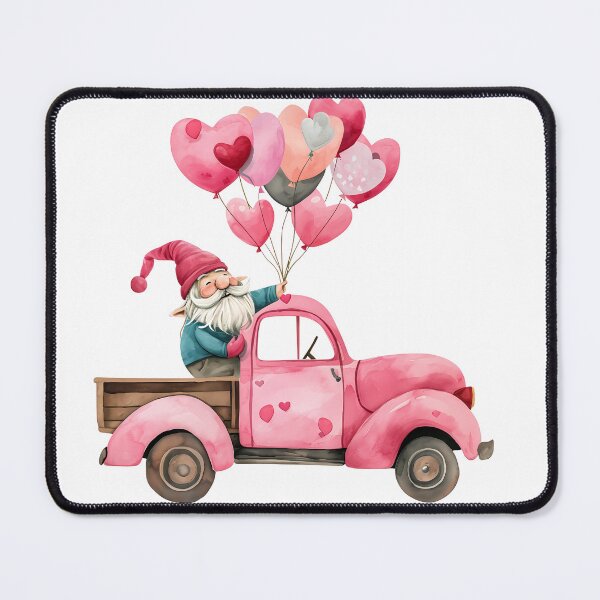 Item preview, Gnome holding bunch of air balloons on pink truck. designed and sold by Meennieartwork.