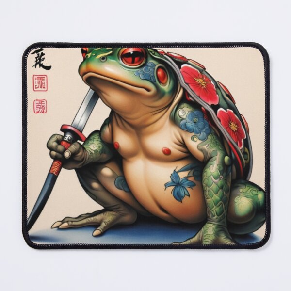 Item preview, sketch for a tattoo, color drawing, traditional Japanese tattoo, toad with a katana designed and sold by Especiallyforu.