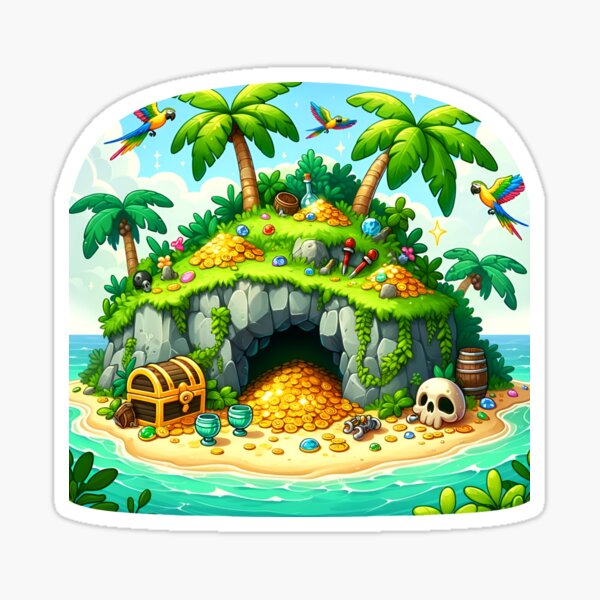 Vista previa del artículo con la obra «Tesoro de la isla pirata desierta», diseñado y vendido por RobertMartinArt.
