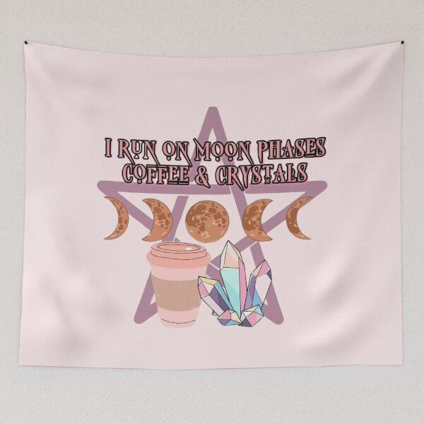 Item preview, I Run on Moon Phases, Coffee, and Crystals designed and sold by Compass and a Camera.
