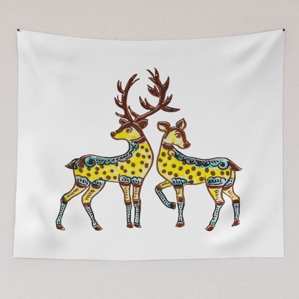 Item preview, Deer couple ukraine naive art designed and sold by Gogodzy.