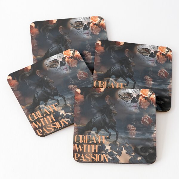 Item preview, Beautiful girl with black galloping horse AI generated image   designed and sold by Khala.