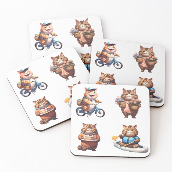 Item preview, Chubby Biker Cat, Florist Kitty, Baker Kitty, Kayaker Cat Sticker Pack  designed and sold by Keffy.