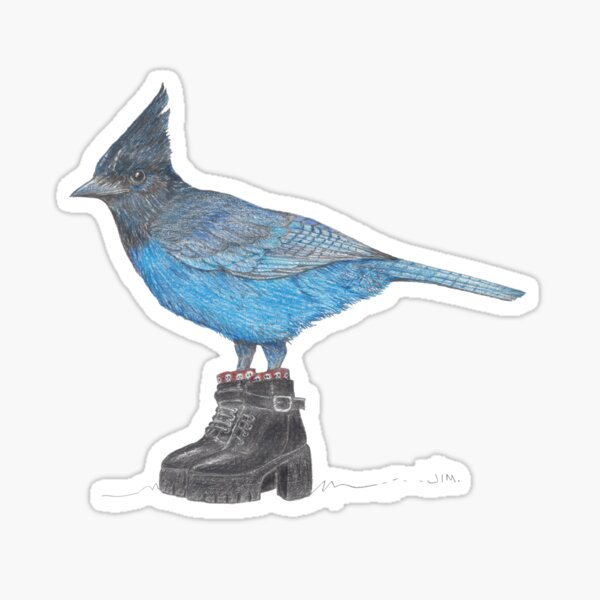 Item preview, blue jay in punk boots designed and sold by JimsBirds.