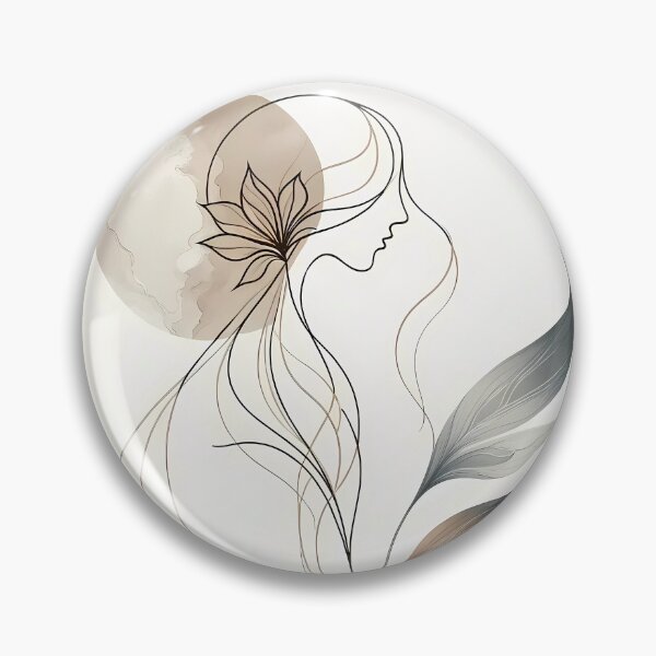 Item preview, Abstract Watercolor woman and flower line art designed and sold by RaveeStudio.