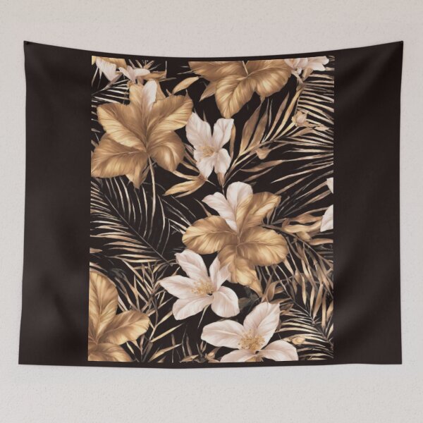 Item preview, PalmLeaf GoldenFlowers NatureInspiredDecor designed and sold by kozlebozle007.