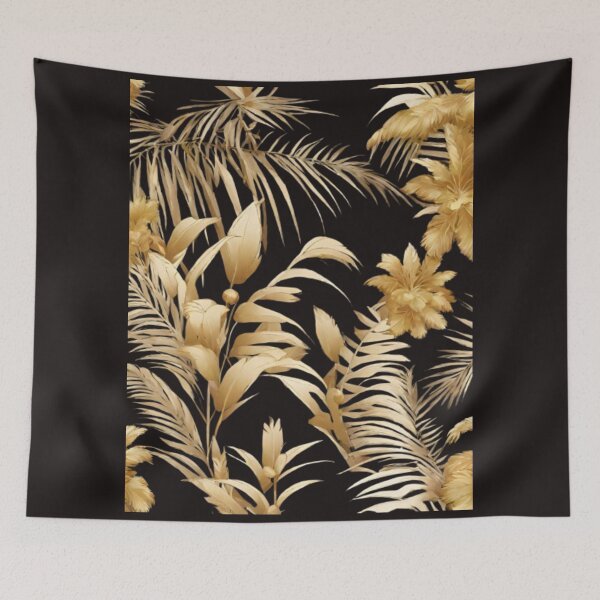 Item preview, PalmLeaf GoldenFlowers NatureInspiredDecor designed and sold by kozlebozle007.