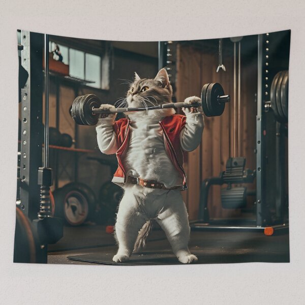 Item preview, Cat working out in the gym designed and sold by dcrc.
