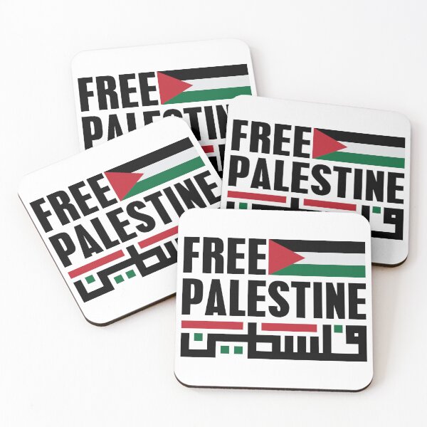 Item preview, Free Palestine english arabic block calligraphy and flag designed and sold by Daribo.