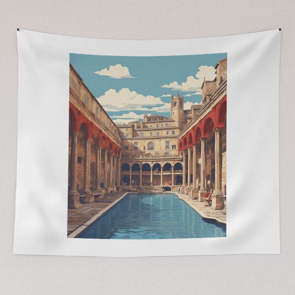 Item preview, Roman Baths United Kingdom england Vintage Poster Tourism  designed and sold by TravelersGems.