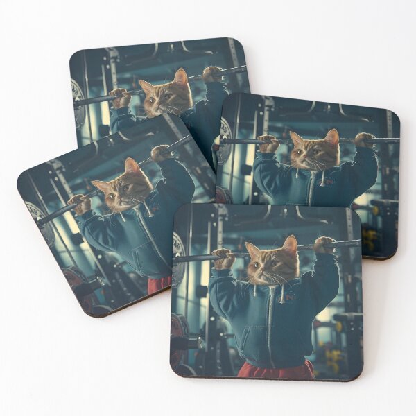 Item preview, cat working out in the gym designed and sold by dcrc.