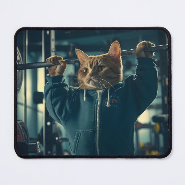 Item preview, cat working out in the gym designed and sold by dcrc.