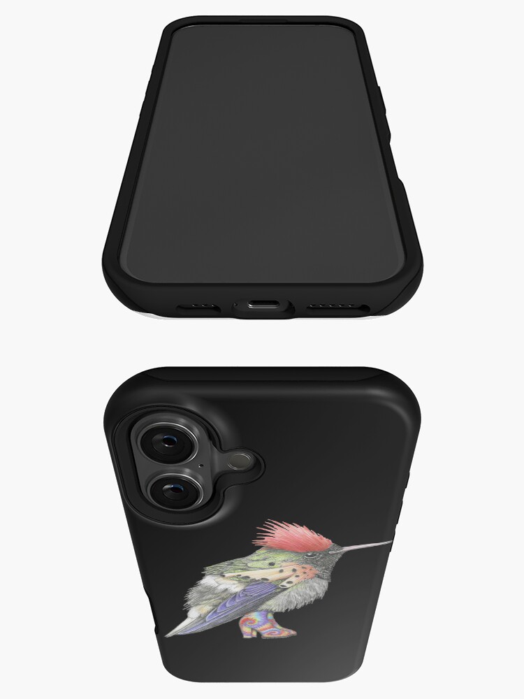 Thumbnail 3 of 4, iPhone Case, Tufted Coquette Hummingbird in Tie Dye Boots. designed and sold by JimsBirds.