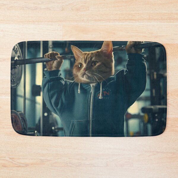 Item preview, cat working out in the gym designed and sold by dcrc.