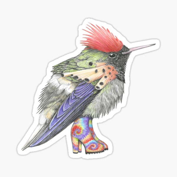 Item preview, Tufted Coquette Hummingbird in Tie Dye Boots.  designed and sold by JimsBirds.
