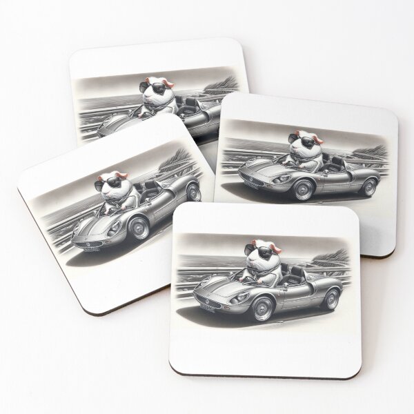 Item preview, Quentin the Guinea Piggy driving his silver sports car, with the open top. designed and sold by clecticuk.
