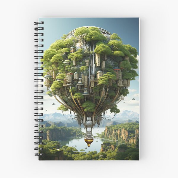 Item preview, Green natural city in a big hot air balloon   designed and sold by oilidesing.