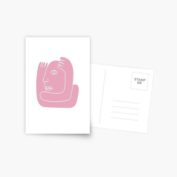 Self Love Pastel Pink Abstract Face Postcard