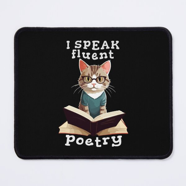 Item preview, I speak fluent poetry, bookish cat designed and sold by HandicraftArt.