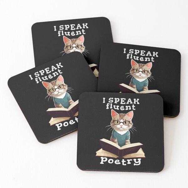 Item preview, I speak fluent poetry, bookish cat designed and sold by HandicraftArt.