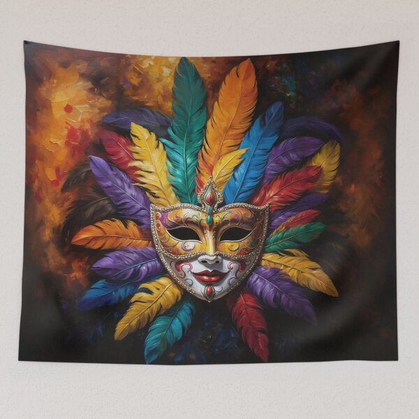 Item preview, Carnival Mardi Gras mask full of feathers designed and sold by twisted-dot.