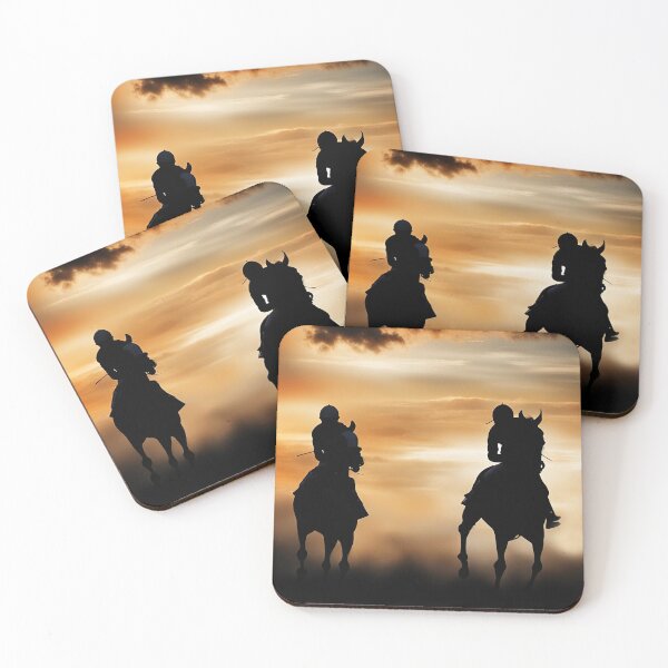 Item preview, Morning Workout with Racehorses and Jockey designed and sold by Stephanie Laird.