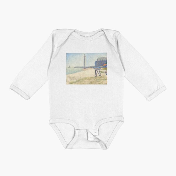 Vintage Lighthouse Impressionist Oil Painting | P6 Long Sleeve Baby One-Piece