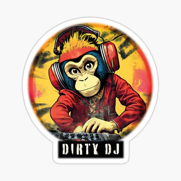 dirty DJ - lustiger DJ Comic Affe mit Kopfhörern - Retro Style Portrait Sticker