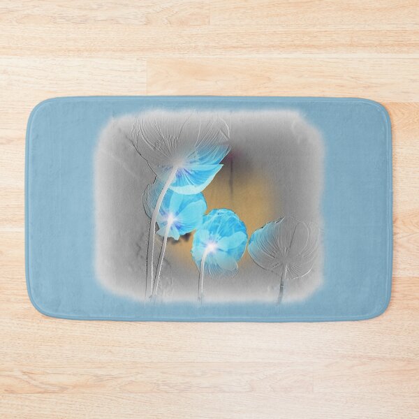 Item preview, Blue poppies negative photo, gray embossed pattern designed and sold by evadesignbubble.