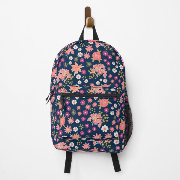 Item preview, Peach Fuzz Floral Delight with Deep Blue Background designed and sold by Kate Correll.