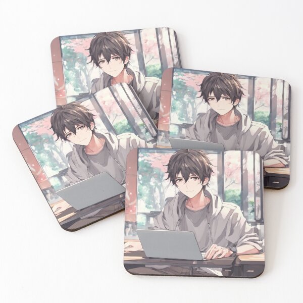 Item preview, Handsome Cute Anime Guy on Laptop designed and sold by ExaltedCharm.