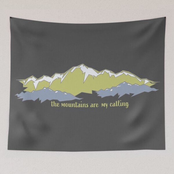 Item preview, The Mountains Are My Calling - Yellow and Blue designed and sold by BluebirdPorch.