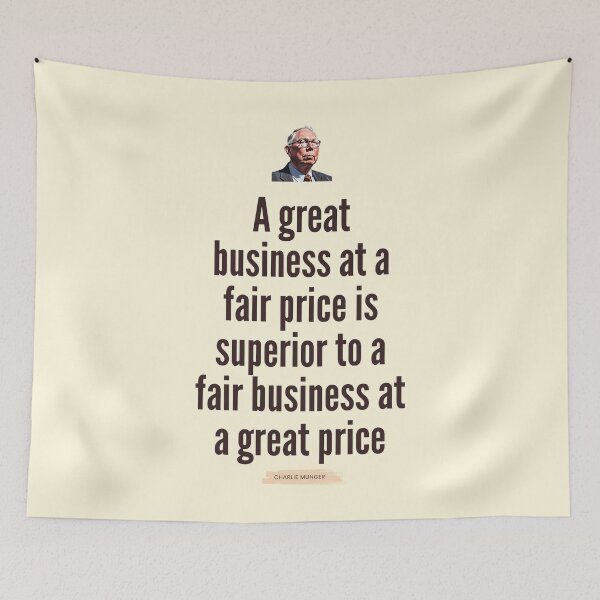 Item preview, A great business at a fair price is superior to a fair business at a great price, Charlie Munger Quote - For light background designed and sold by VarnaChitra.