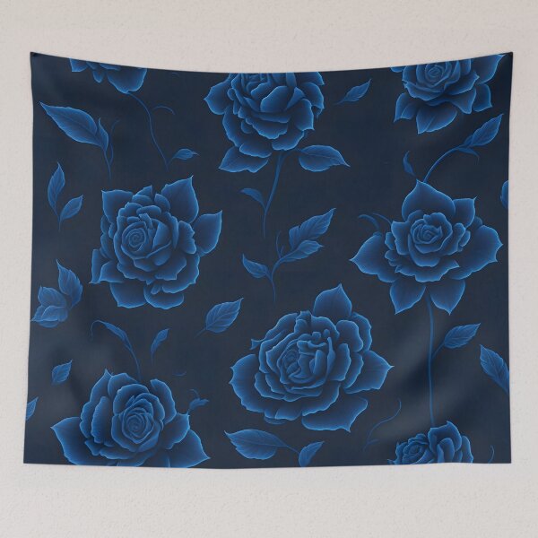 Item preview, Roses - pattern blue on blue designed and sold by Klickkunstwerke.