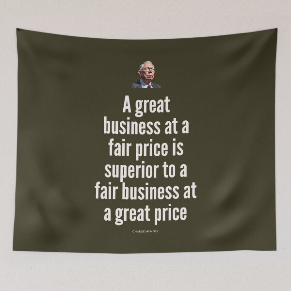 Item preview, A great business at a fair price is superior to a fair business at a great price, Charlie Munger Quote  For Dark Background designed and sold by VarnaChitra.
