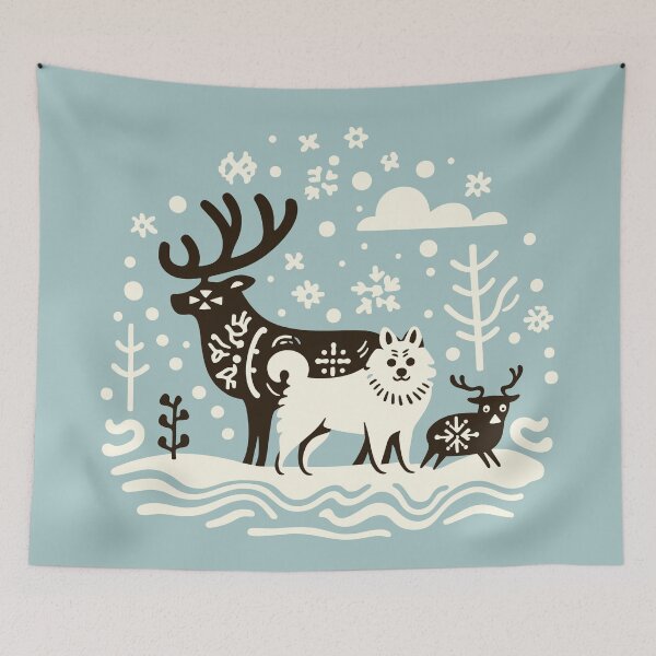 Item preview, Finnish Lapphund Reindeers Herder, Folk Style Illustration designed and sold by printmala.