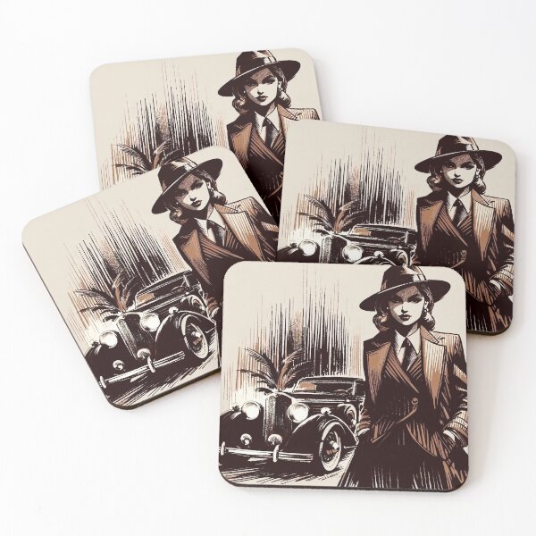 Item preview, Noir Gangsta Girl and Car [Vintage, Retro] designed and sold by RESToRAPTOR.