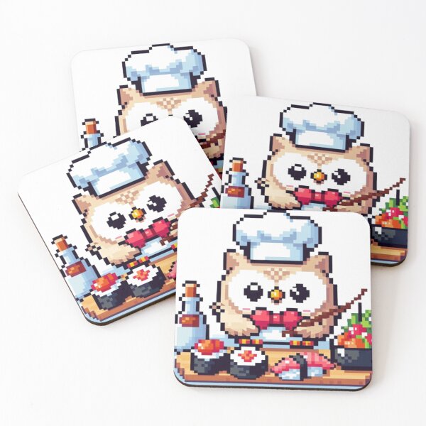 Item preview, Cute owl making sushi designed and sold by Koobiocc.