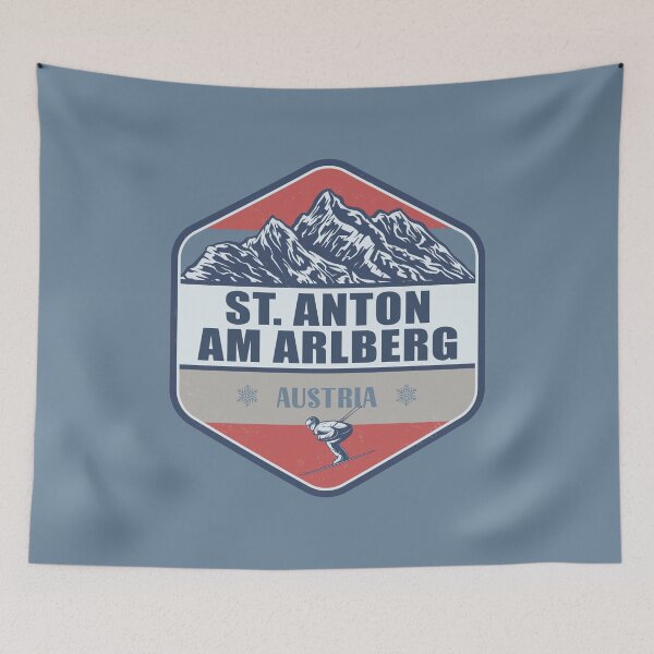Item preview, St. Anton am Arlberg Austria Vintage Skiing Design designed and sold by CynthiaGraphics.
