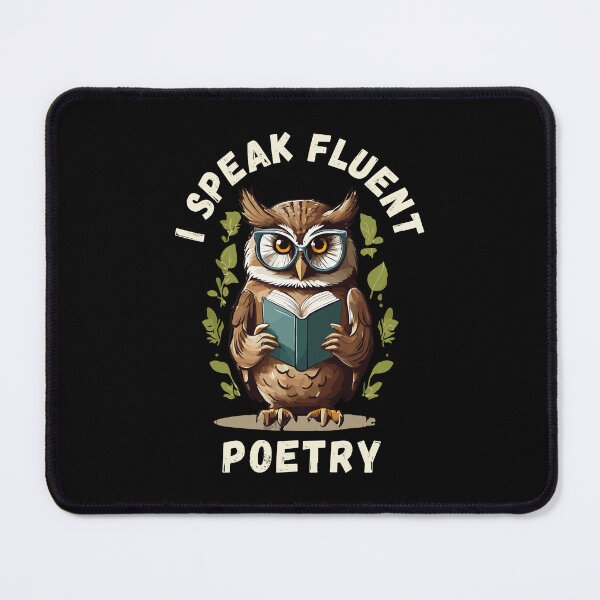 Item preview, I speak fluent poetry, bookish owl designed and sold by HandicraftArt.