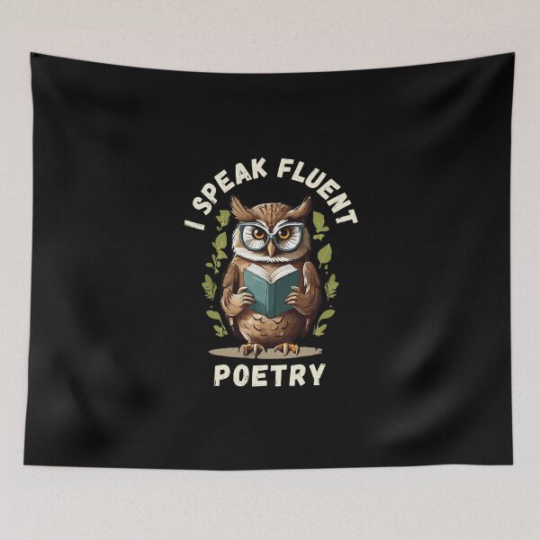 Item preview, I speak fluent poetry, bookish owl designed and sold by HandicraftArt.