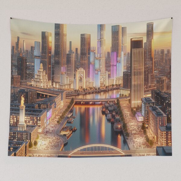 Item preview, City future, Canvas vacations, oil paint designed and sold by Pawimon.