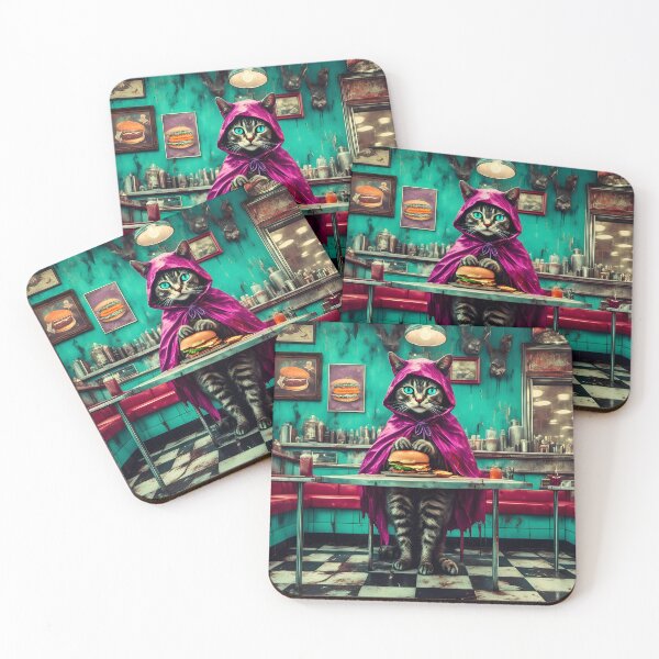 Item preview, Cat at the Diner in a Purple Cloak designed and sold by Angelandspot.